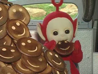 Po with a pile of smiley toast